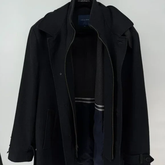 Cole Haan Men's Size XXL Classic Collared Wool-Blend Car Coat Navy - Picture 7 of 8